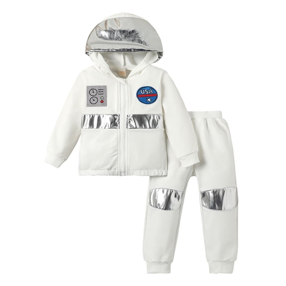 LMLYSoH Kids Boys Halloween Astronaut Costume Patchwork Hooded Zip Long Sleeve Hoodies Jackets and Long Pants 2Pcs Clothes Set