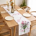 thumbnail image 3 of Pink Tulip Floral Table Runner - 120 Inch Long Spring Flowers Romantic Modern Art Cotton and Linen Blended Dress Scarves Farmhouse Table Runner for Kitchen Dining, Coffee Table, 13" x 120", 3 of 8