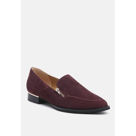 SARA Burgundy Suede Slip-on Loafers
