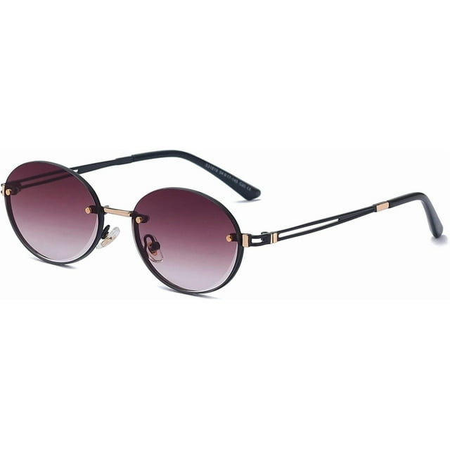 Metal Rimless Men and Women Round Frame Sunglasses Outdoor Sun Shading Beach Driving Sunglasses (Color : D, Size : Medium)