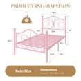 thumbnail image 7 of Sha Cerlin Twin Size Metal Platform Bed Frame with Victorian Vintage Butterfly Headboard&Footboard, Pink, 7 of 7