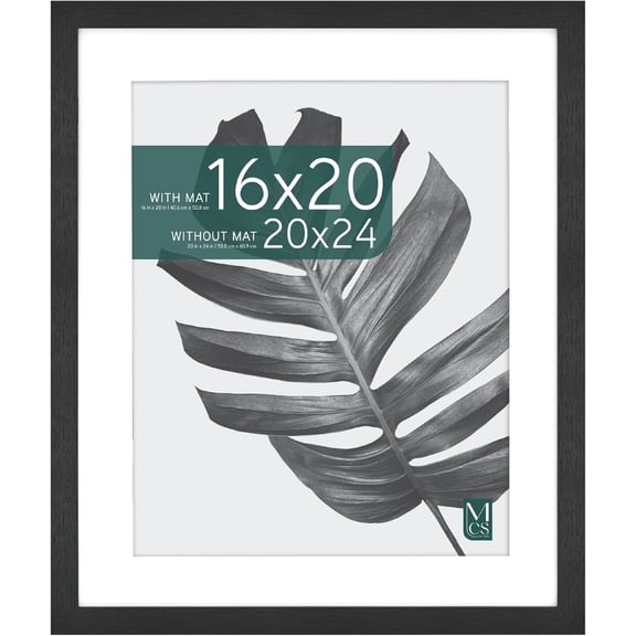 Studio Gallery 20x24 Matted Poster Frame with 16x20 Picture Display, Black Woodgrain Engineered Wood Vertical & Horizontal Wall Hanging Large Picture Frame for Photos, Posters & Art Prints (1-Pack)