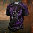 thumbnail image 2 of KLHDSF Mens Fashion Crewneck Short Sleeve T-Shirt Casual Polyester Halloween Grim Reaper Print Top Purple XL, 2 of 6