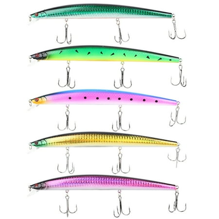 5 pcs 18cm/23.5g Long Swimbait Artificial Fishing Lures Hard Baits with Hooks Fish Tackle Accessories
