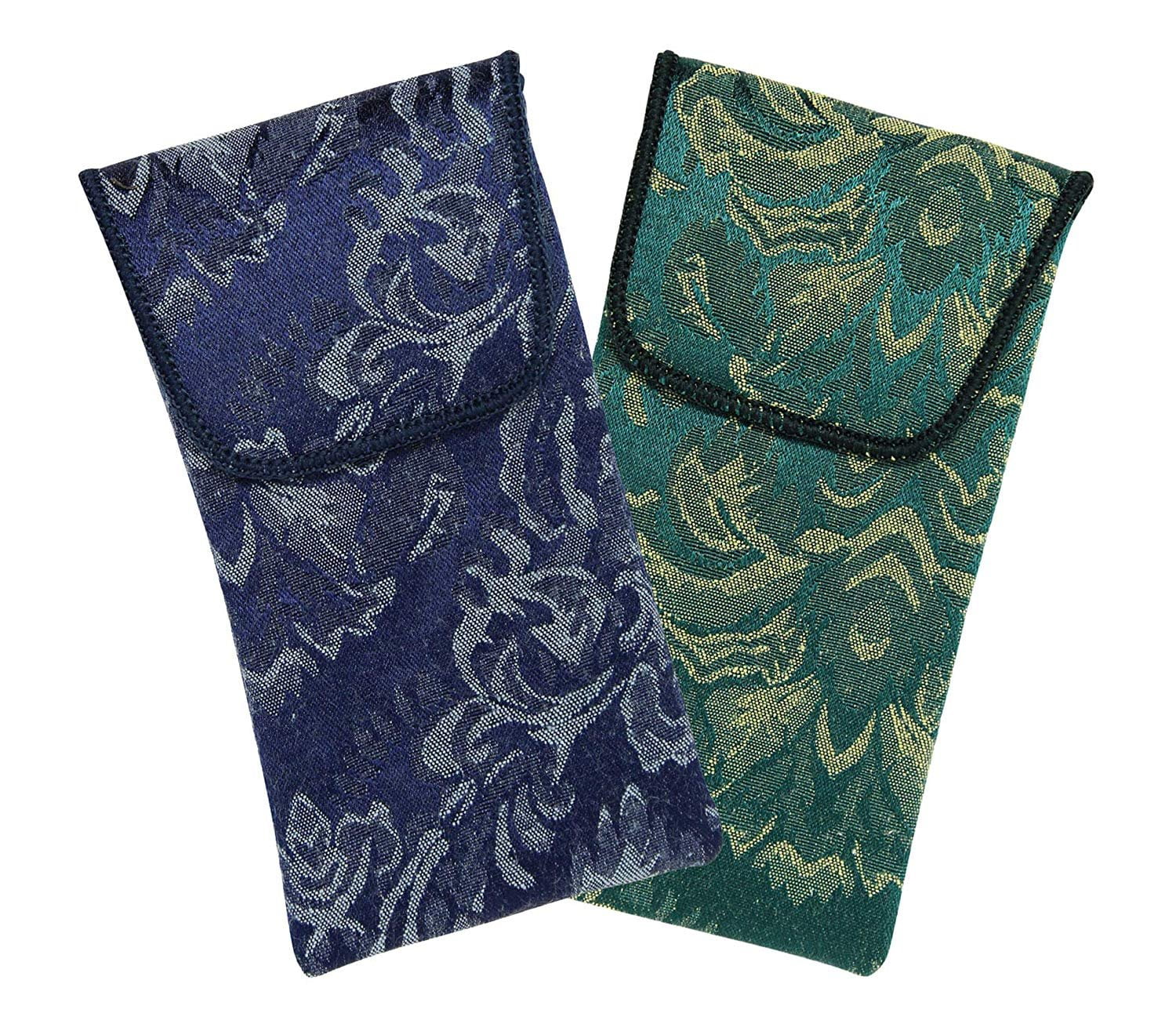 2 Pack Fabric Eyeglass Case Top Closure, Slip In Eyeglass Case Soft For