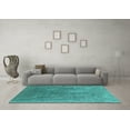 thumbnail image 3 of Ahgly Company Machine Washable Indoor Round Oriental Turquoise Blue Industrial Area Rugs, 6' Round, 3 of 4