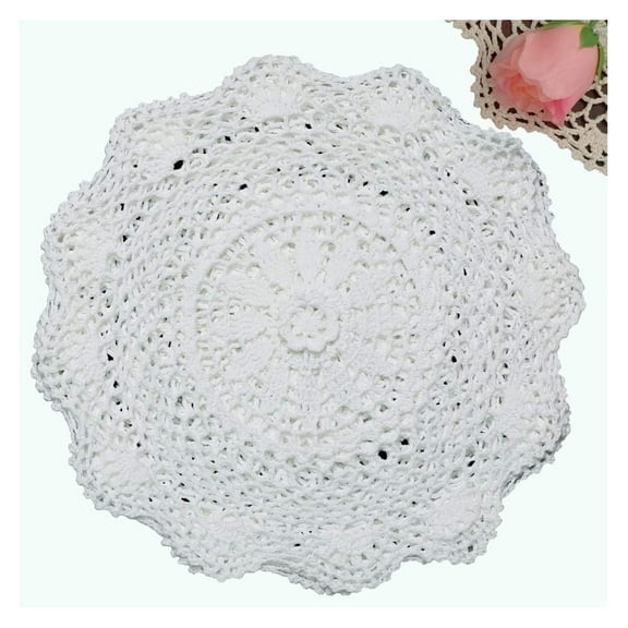 6PCS 12" Round Crochet Lace Doily White 100% Cotton Handmade, Set of 6 Pieces