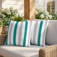 thumbnail image 3 of 16x16 Pillow Covers Set of 2, Teal Grey Striped Square Throw Pillow Covers for Couch/Sofa/Living Room, Geometric Vertical Stripes Minimalist Decorative Soft Pillowcases for Couch Throw Pillows, 3 of 9