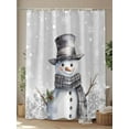 thumbnail image 4 of Grey Snowman Christmas Standard Shower Curtain Set, Waterproof Shower Curtains for Bathroom, Xmas Berry Winter Snowflake Washable Fabric Cloth Bath Curtain for Bathtub with Hooks 72x72 Inches, 4 of 6