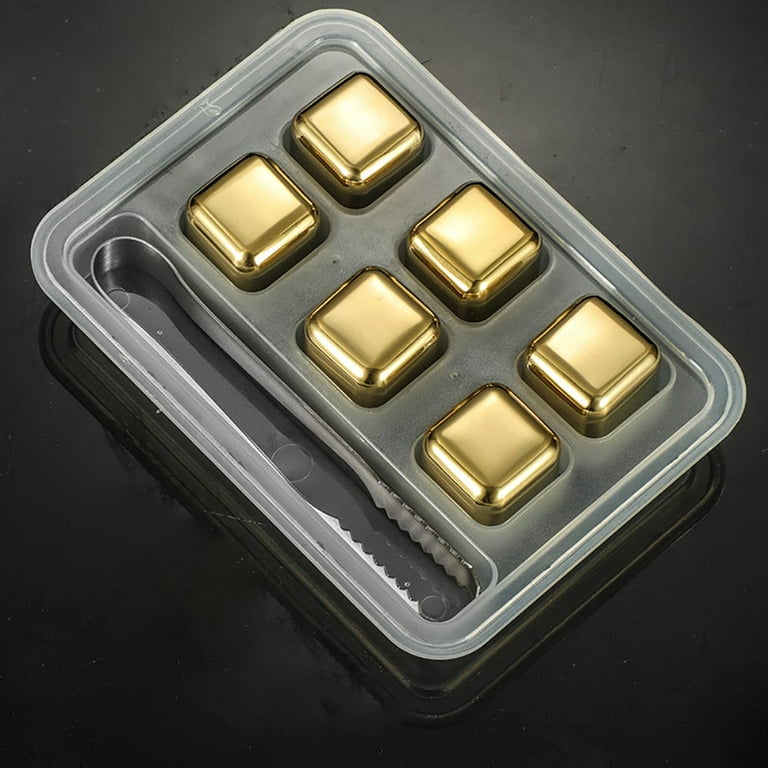 Reusable Golden Whiskey Stones Ice Cubes Chilling Rocks whisky cooler  whiskey ice bucket champagne beer cooler stainless steel