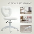 thumbnail image 5 of HOMCOM Armless Home Office Desk Chair, Computer Task Chair, Teddy Fleece Heart Makeup Vanity Chair with Swivel Wheels, Adjustable Height, White, 5 of 9