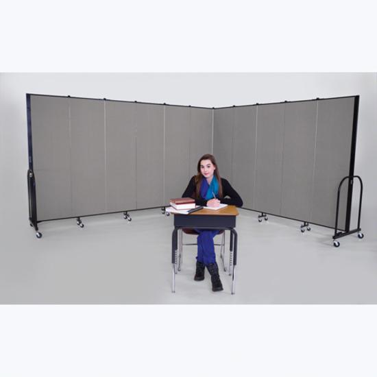 Screenflex Portable Room Dividers - 72" Height x 24.1 ft Length - Black Metal Frame - Polyester - Stone - 1 Each