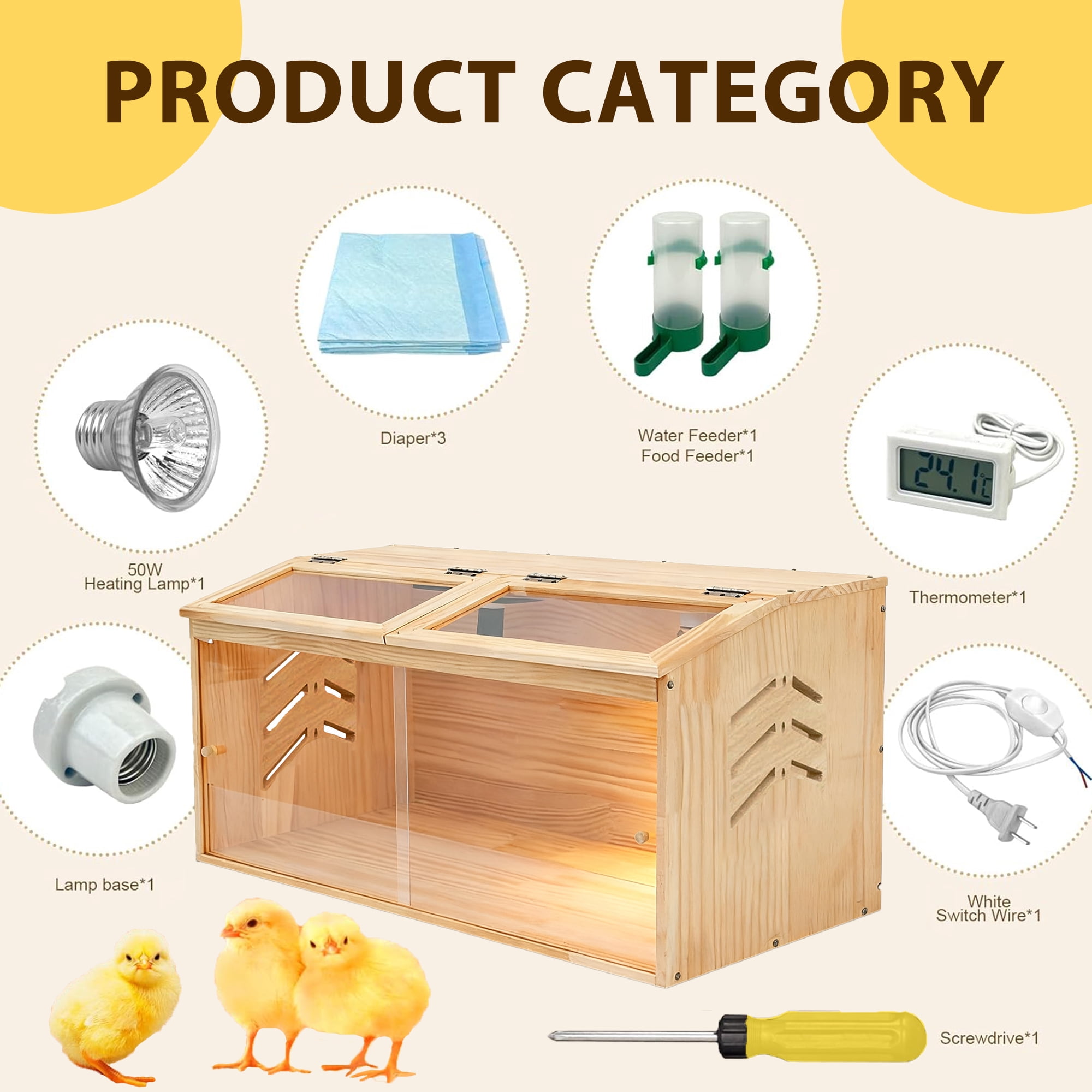 Chicken brooder Box,Chick brooder,brooder Box for Chicks,Small Chicken coop,Baby Chicken Supplies,Chick brooder Box,Quail cage,Quail coop,Measures Approximately 31.5 X 15.7 X 15.7 inches