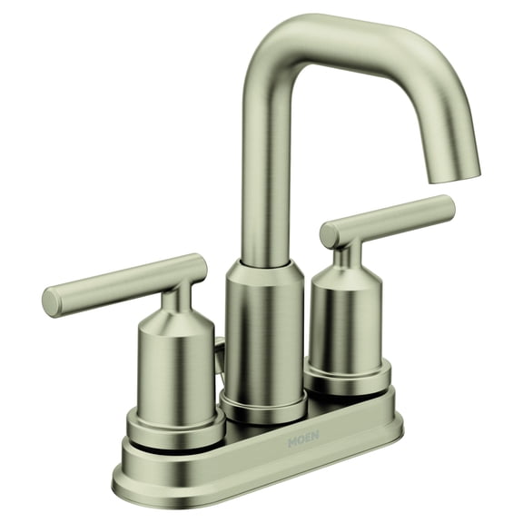 Moen Gibson Two-Handle Centerset Bathroom Sink Faucet with Drain, 4-Inch, Brushed Nickel