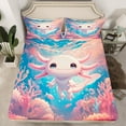 thumbnail image 2 of Castle Fairy Kids Teens Pink Axolotl Twin Sheet Sets 3pcs,Cartoon Sea Salamander Twin Fitted Sheet Microfiber,Kawaii Animal Breathable Flat Sheet,Ultra Soft Home Decor, 2 of 7