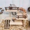 thumbnail image 6 of LingStar Wooden Hamster Platform With Fence, Climbing Ladder 3-Tier Handmade Guinea Pig Playground, Small Animals Exercise Activity Toy for Parrot, Gerbil, Squirrel, 6 of 7