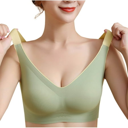 Gnurob Bra for Women No Underwire Seamless Bras Push Up Wireless Bralette Full Coverage Bralettes  Bra Extender Clearance Deals  01-Green 4X-Large