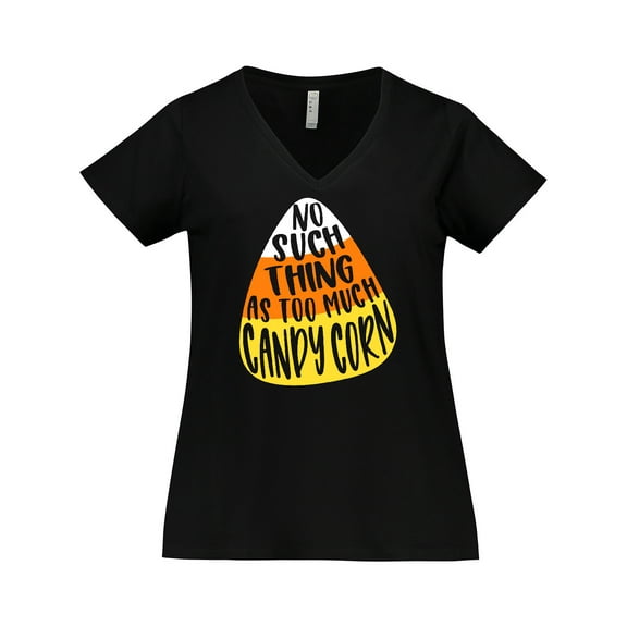 Inktastic Halloween No Such Thing As Too Much Candy Corn Women's Plus Size V-Neck T-Shirt