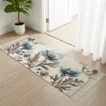 thumbnail image 3 of Teal Tulip Kitchen Runner Rug 2'x4', Vintage Spring Floral Summer Botanical Brown Washable Rug with Tassels, Non Slip Woven Cotton Bathroom Rugs Hallway Carpet for Foyer Bedroom Entry Back Door Decor, 3 of 9