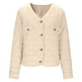 thumbnail image 6 of YOIAVAIOY Womens Fall Winter Quilted Jackets Long Sleeve Button Down Puffer Jacket Diamond Casual Solid Coats with Pockets Beige XL, 6 of 9