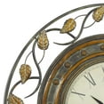thumbnail image 5 of DecMode 36" Brown Metal Leaf Medallion Wall Clock with Scrolled Vines and Floral Accents, 5 of 15