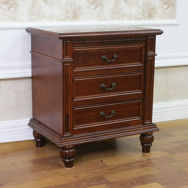 Table International Caravan Windsor de madera tallada a mano con 3 cajones