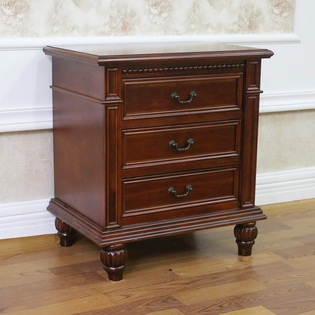 Table International Caravan Windsor de madera tallada a mano con 3 cajones