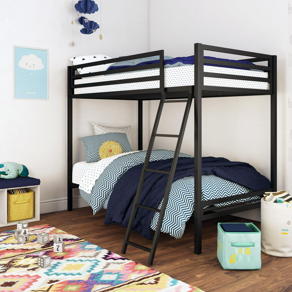 Mainstays Premium Metal Twin over Twin Bunk Bed, Multiple Colors