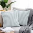 thumbnail image 2 of Throw Pillow Covers 16x16 Inch Set of 2, Blue Striped Waterproof Outdoor Pillow Covers, Blue White Stripes Farmhouse Decorative Cushion Pillowcases for Couch, Sofa, Bed, Garden, Patio, 2 of 9