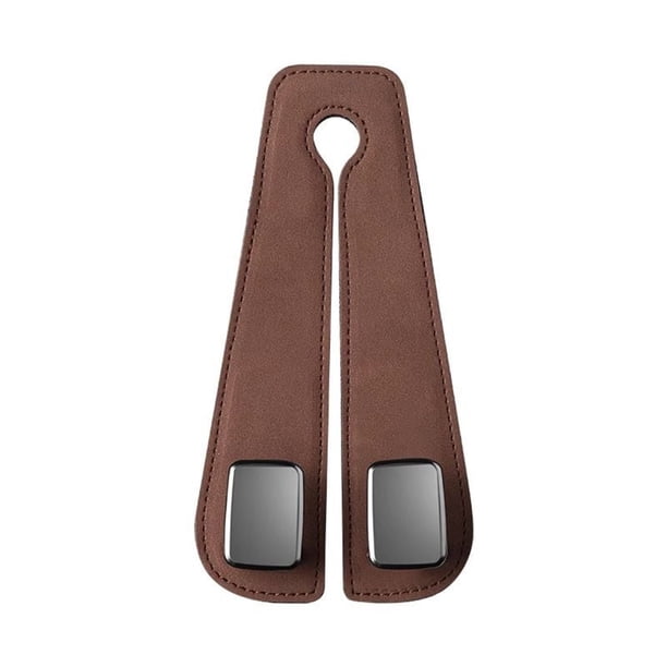 Ganchos para reposacabezas para silla de coche | Organizador de cuero de doble gancho | Almacenamiento de respaldo de coche plegable | Percha universal para bolsos, ropa, paraguas | Accesorio