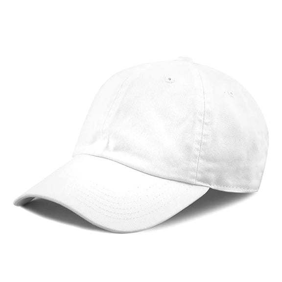 The Hat Depot Washed Cotton Baseball Dad Cap, Adjustable Low Profile Hat(White)