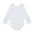 thumbnail image 4 of YONGHS Kids Girls Team Basic Gymnastics Ballet Dance Leotards Long Sleeves Nude Undergarment Leotard White Round Neck 9-10, 4 of 7