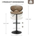 thumbnail image 2 of Bar Stools Set of 2, Faux Leather Bar Stools with Back, Chic Swivel Counter Stools with Footrest, Adjustable Kitchen Stools for Kitchen and Bars, Brown, 2 of 7