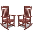 thumbnail image 4 of Patio Slat Rocking Chair Set of 2, HDPE Plastic Weather Resistant Porch Rocker, Red, 4 of 10