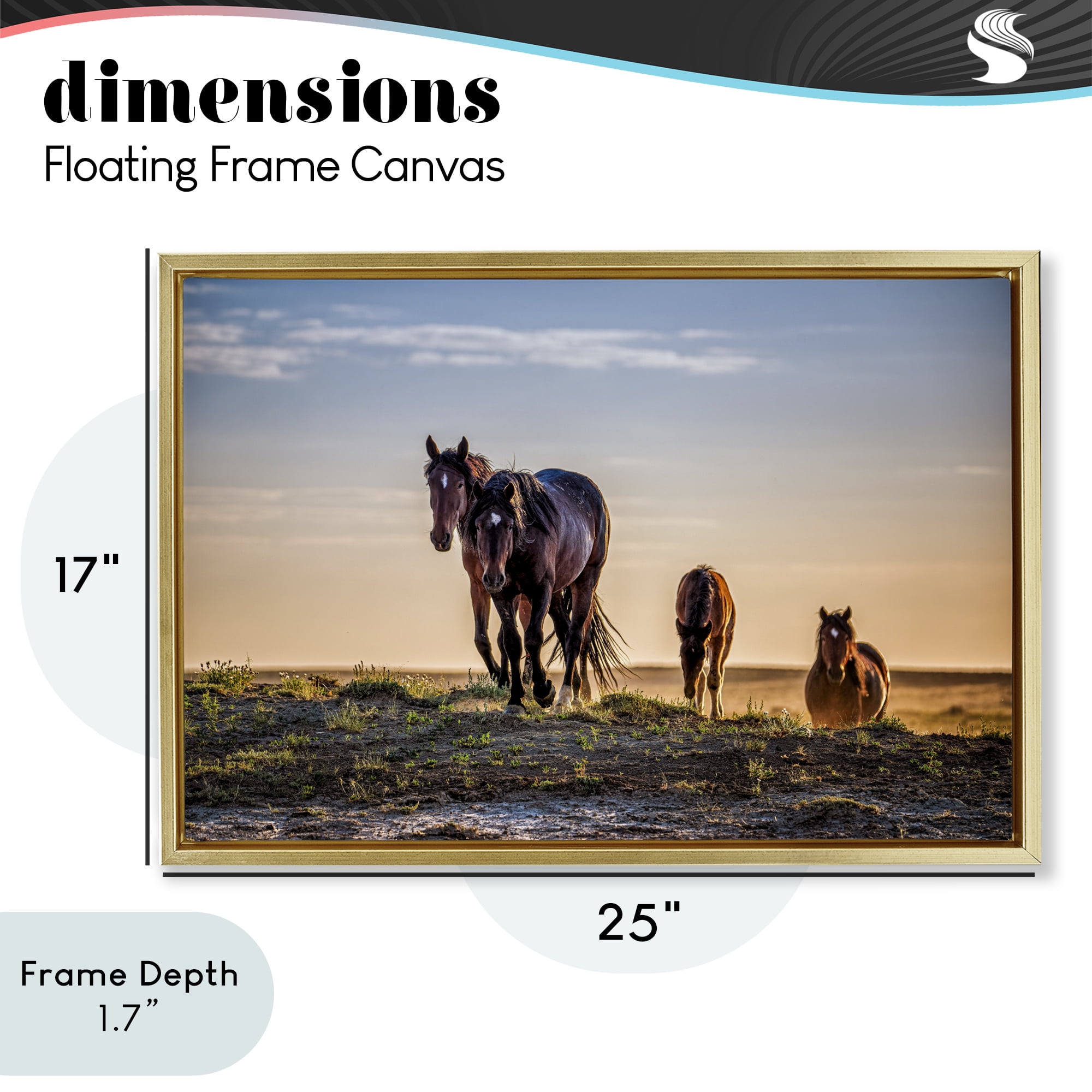 Stupell Industries Horses Coming Home Gold Framed Floater Canvas Wall Art, design by Tim West