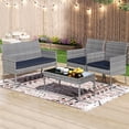 thumbnail image 2 of Seizeen 4 Piece Rattan Outdoor Patio Dining Set, Gray, 2 of 10