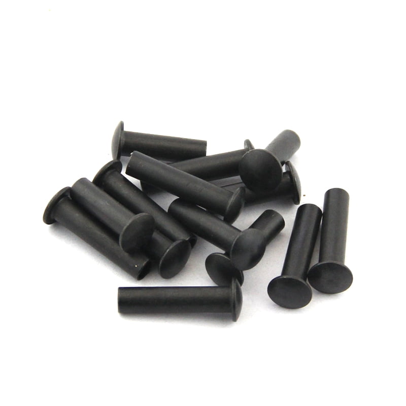 20 Piece Black Carbon Steel Dome Head Half Hollow Shank Rivets M6x14mm