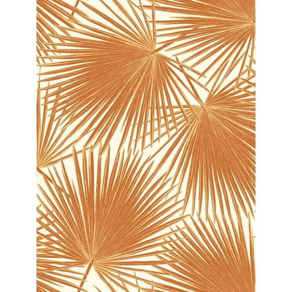Seabrook Designs  Aruba Palm Leaf Unpasted Wallpaper Tangerine and White