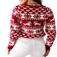 thumbnail image 2 of Femmes Noël Laid Pull Flocon de Neige Wapitis Pull Tricoté à Manches Longues Pull, 2 of 6