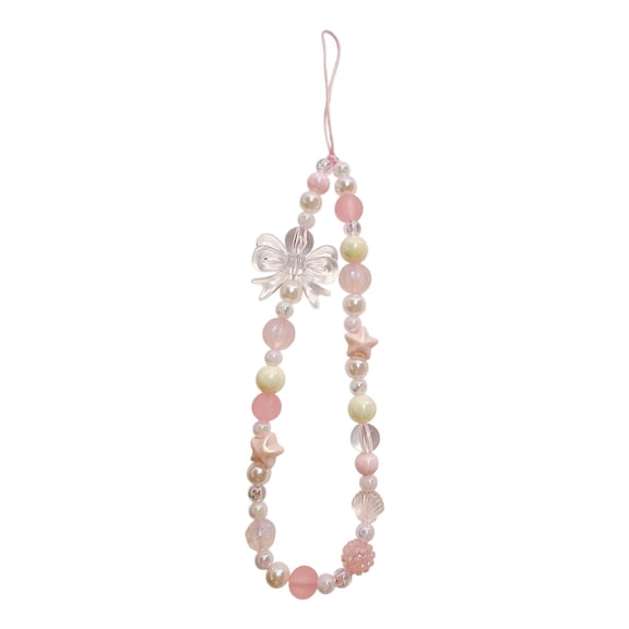 Acrylic Phone Charm Strap with Metal Hook Decorative Beads Detachable Universal Secure Carry for Smartphones Earphones