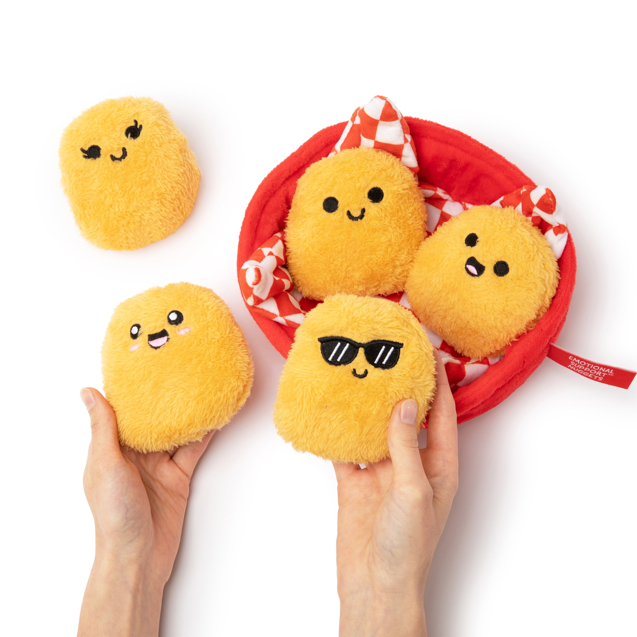 Emotional Support Pals Nuggets, 5 Chicken Nugget Plush Toys with Carrying Basket, Cute Food Plush Gift