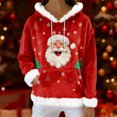 thumbnail image 5 of Hoodies For Women Oversized Winter Plush Cute Sweatshirts Pullover Trendy Fall Winter Clothes, Christmas Print Flannel Hoodie, Comfortable and Warm,Vermilion,2XL, 5 of 5