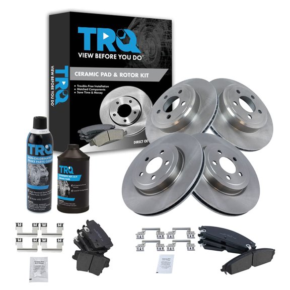 TRQ Ceramic Brake Pad & Disc Rotor Kit w/Chemicals BKA16531 Fits select: 2005-2006 CHRYSLER 300C TOURING, 2010 DODGE CHARGER SXT