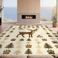 thumbnail image 2 of Design&I 8'x10' Washable Area Rug Extra Large Skid-Resistant Low Profile Deer Hunting Woodland Scene With Bear Paw Print And Antler Accents for Living Room, Family, 2 of 7