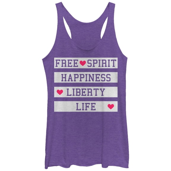 Women's Lost Gods Free Spirit Happiness Racerback Tank Top Purple Heather X Large