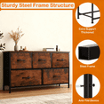 thumbnail image 5 of 5-Drawer Fabric Dresser with Wood Top - Compact Storage Cabinet for Bedroom and Living Room, Brown, 5 of 8