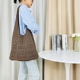 thumbnail image 4 of Kukuzhu Women Cotton Knitted Tote Bag Crochet Mesh Beach Shoulder Bag Hollow Summer Bag Woven Hobo Bag for Travel, 4 of 6