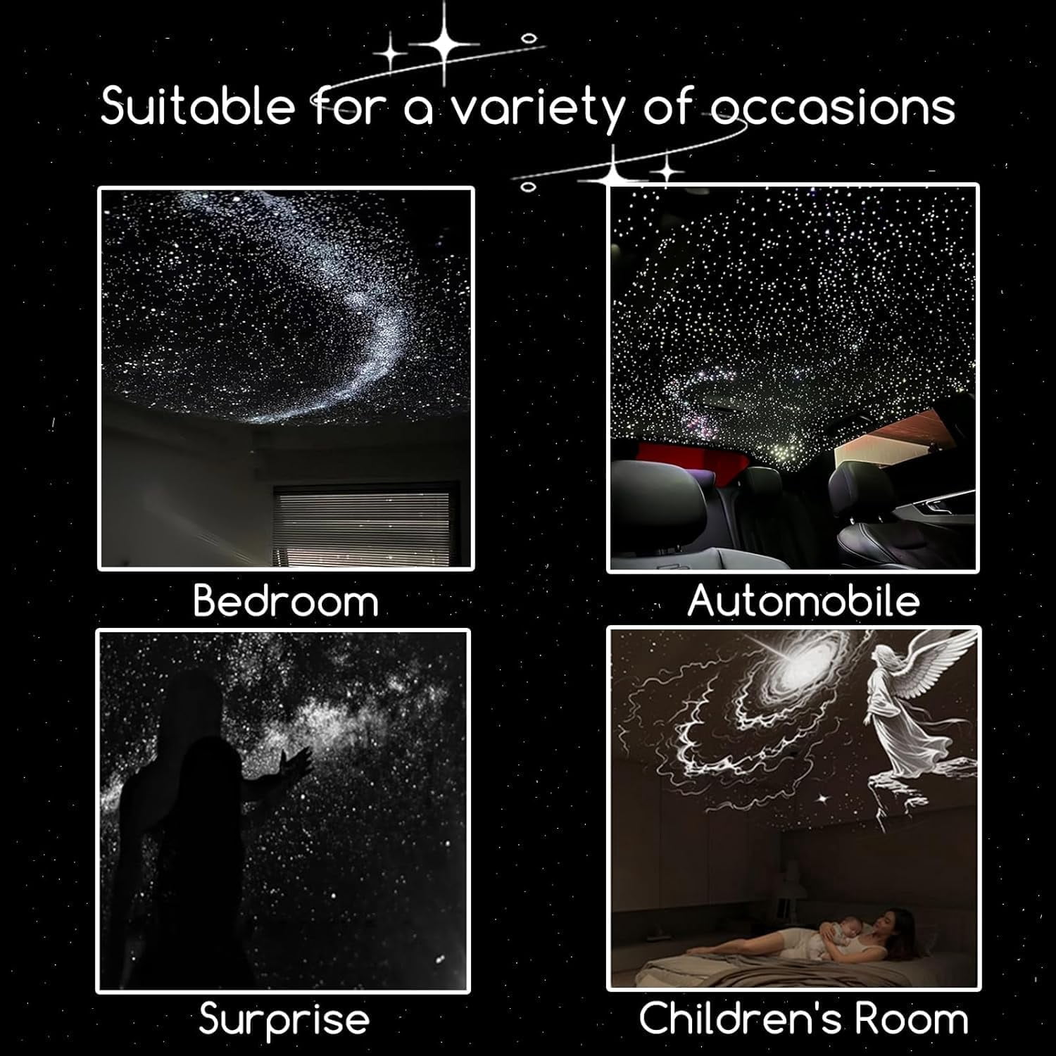 2-in-1 Galaxy Projector Night Light,USB Galaxy Projector with 12 Sliding Projection Films,360 °   Adjustable 2-in-1 Night Light + Galaxy Projector,Starry Night Light Projector for Car,Bedroom Decor
