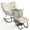 Beige plush cloth, variant on Huisuilinss Papasan Rocking Chair,Outdoor Oversized Rocking Chair With Footrest,Patio Lounge Chair With Ottoman,Metal Frame Comfy Egg Rocker For Balcony Backyard Porch Bedroom
