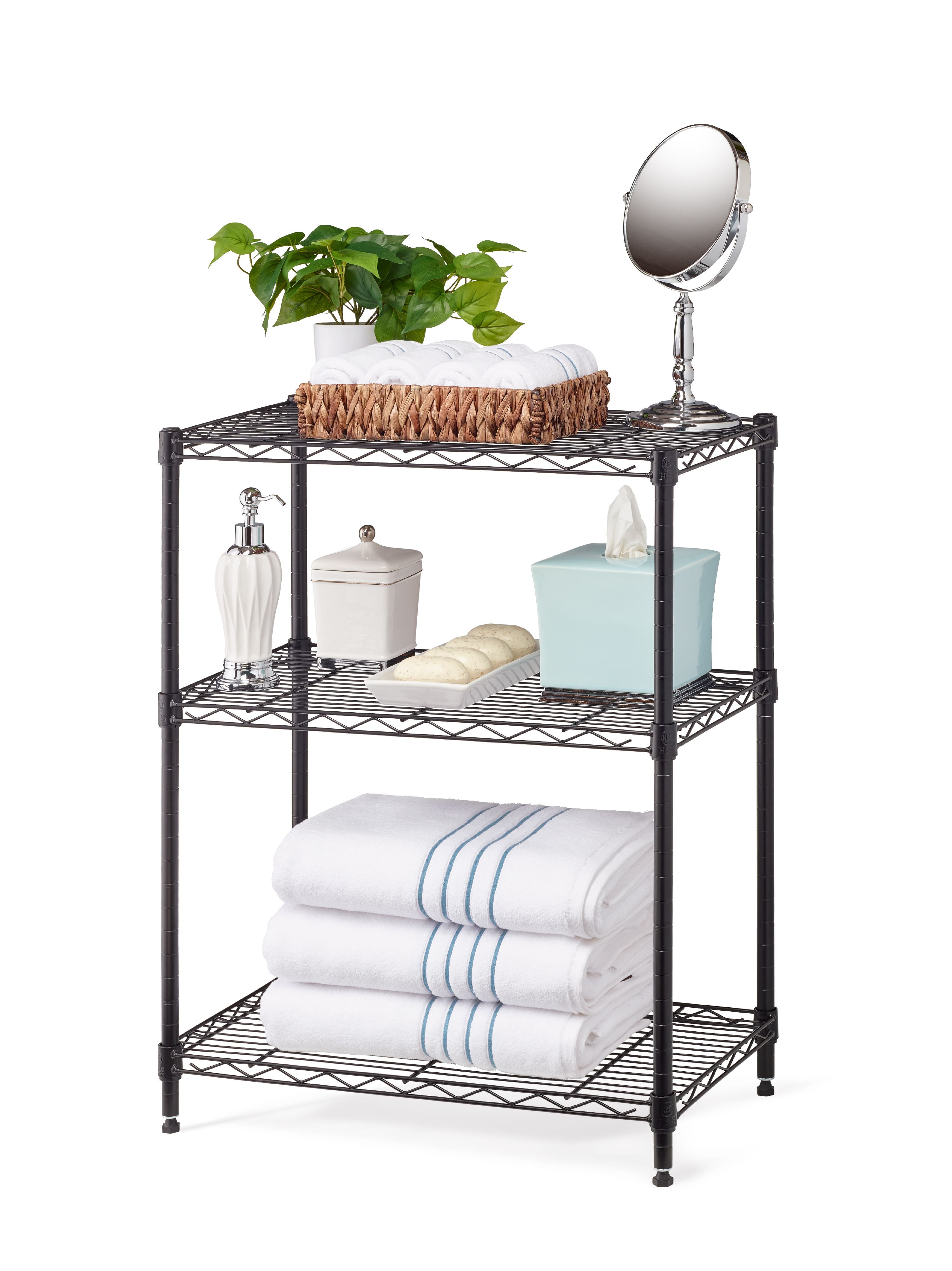 HSS 3-Shelf Stackable Freestanding Wire Shelves 23.2'W x 13.4'D x 30.6'H, Black